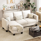 VICTONE Convertible L Shaped Sectional Sofa Couch 3 Seat with Ottoman