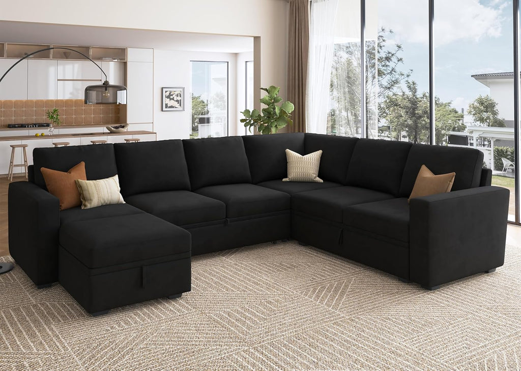 HONBAY Modular Sectional Sleeper Sofa L Shaped Couch with Pull Out Bed