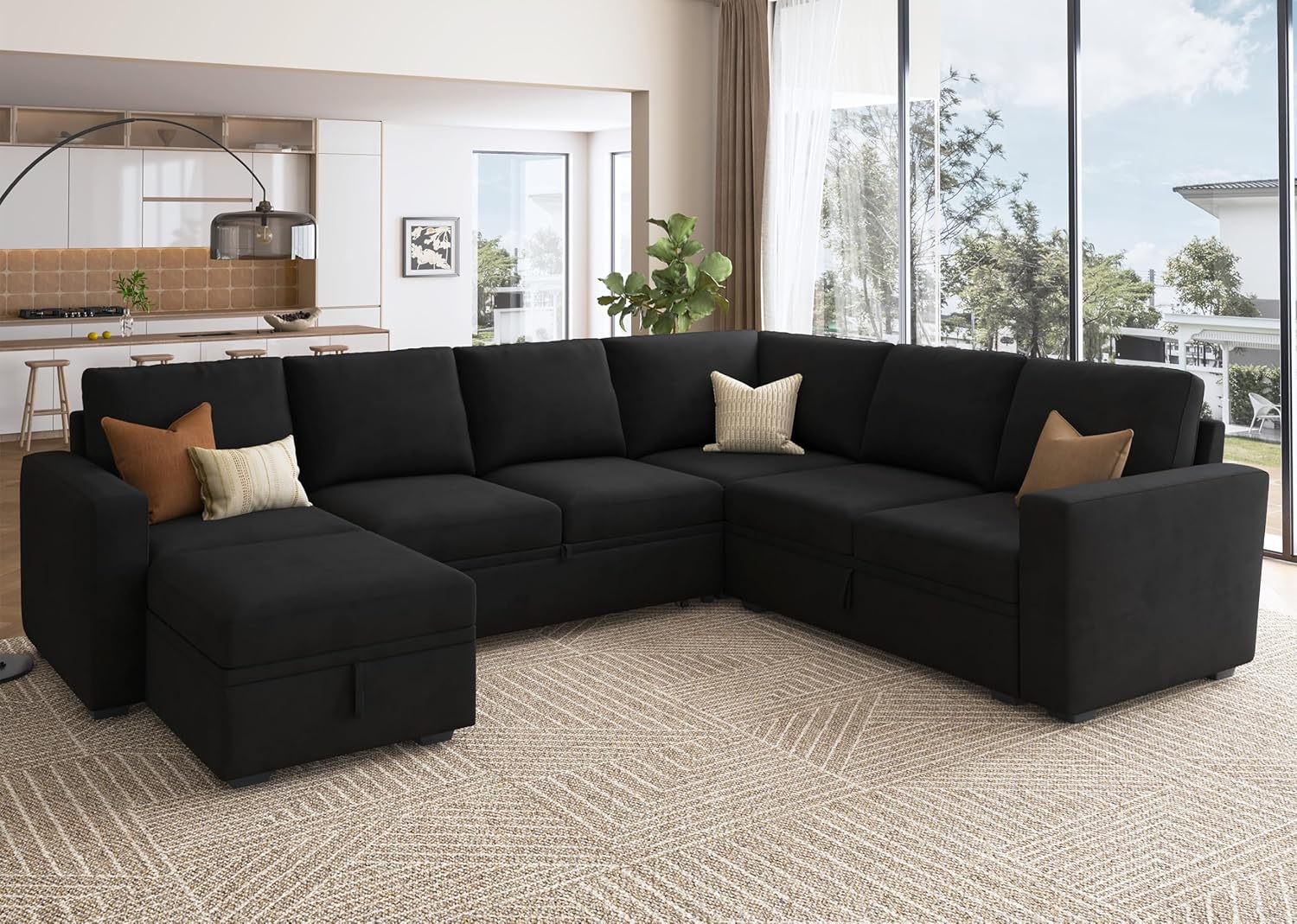 HONBAY Modular Sectional Sleeper Sofa L Shaped Couch with Pull Out Bed