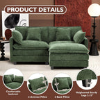 Ihanherry U Shaped Modular Cloud Sofa 5 Seat Chenille Sectional with Ottoman