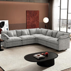 Ihanherry U Shaped Modular Cloud Sofa 5 Seat Chenille Sectional with Ottoman