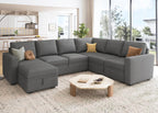 HONBAY Modular L Shaped Sectional Sleeper Sofa with Storage Pull Out Bed