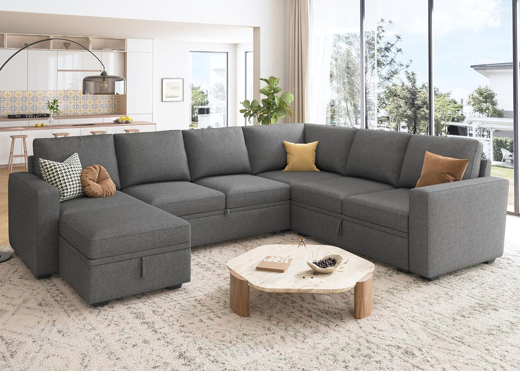HONBAY Modular Sectional Sleeper Sofa L Shaped Couch with Pull Out Bed
