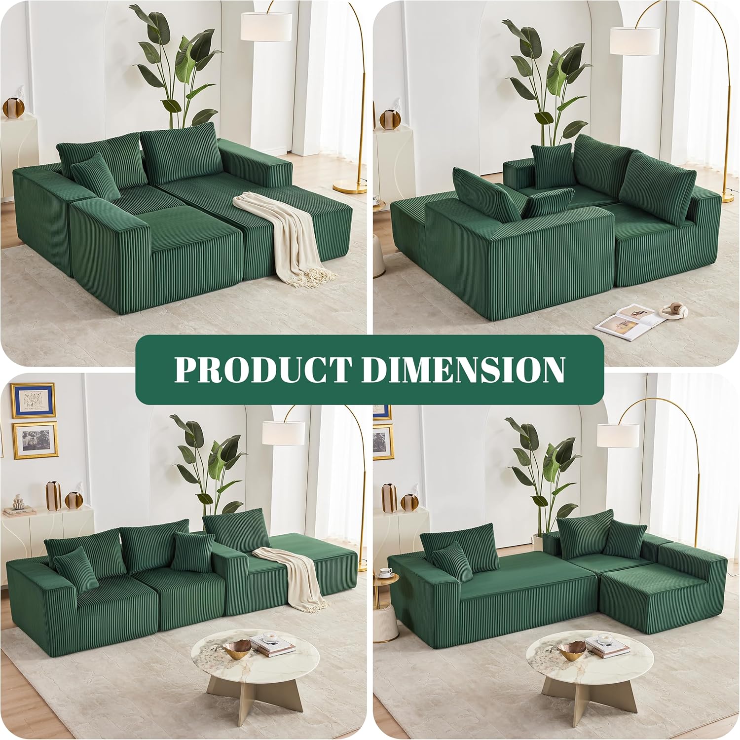 Weture 108" Modular Sectional Sofa Deep Seat Cloud L-Shape Couch with Chaise