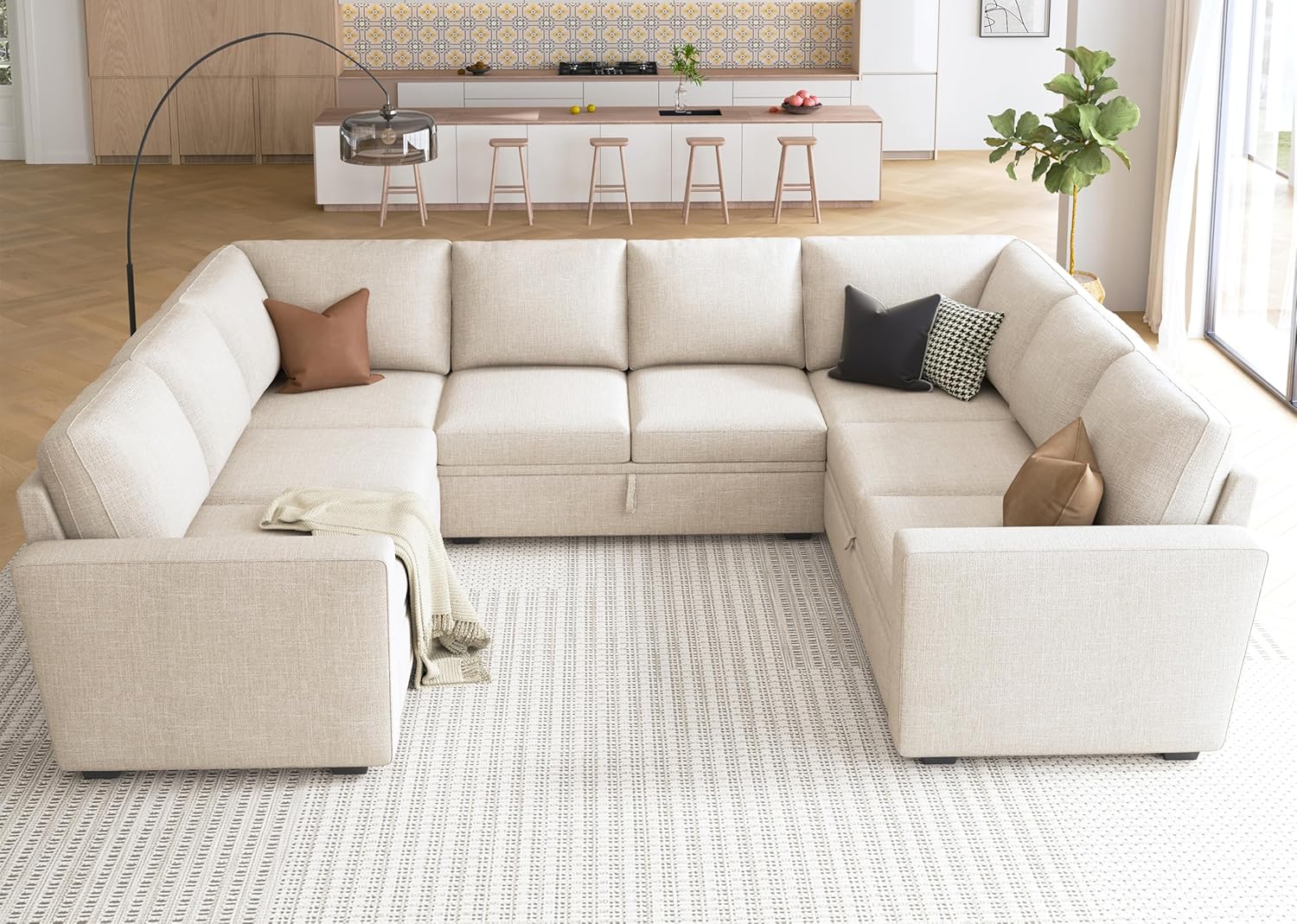 HONBAY Modular Sectional Sleeper Sofa L Shaped Couch with Pull Out Bed