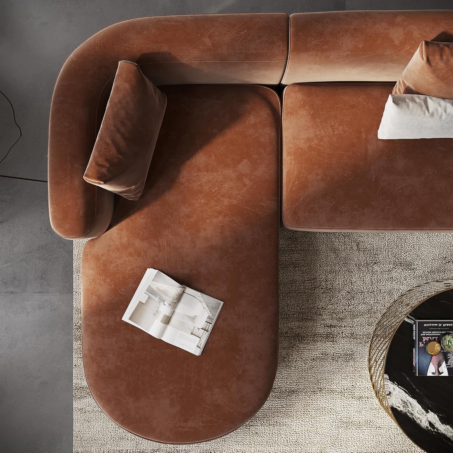 Acanva Luxury Velvet Sofa 3 Seater Modern Curved Back Couch for Living Room