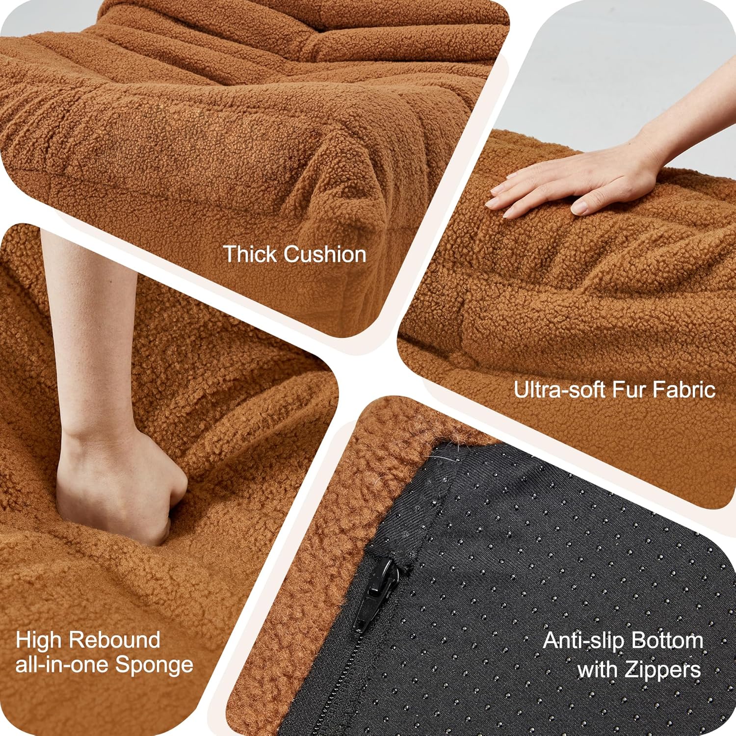 Hobestluk Giant Bean Bag Chair Memory Foam Faux Fur Sofa for Living Room