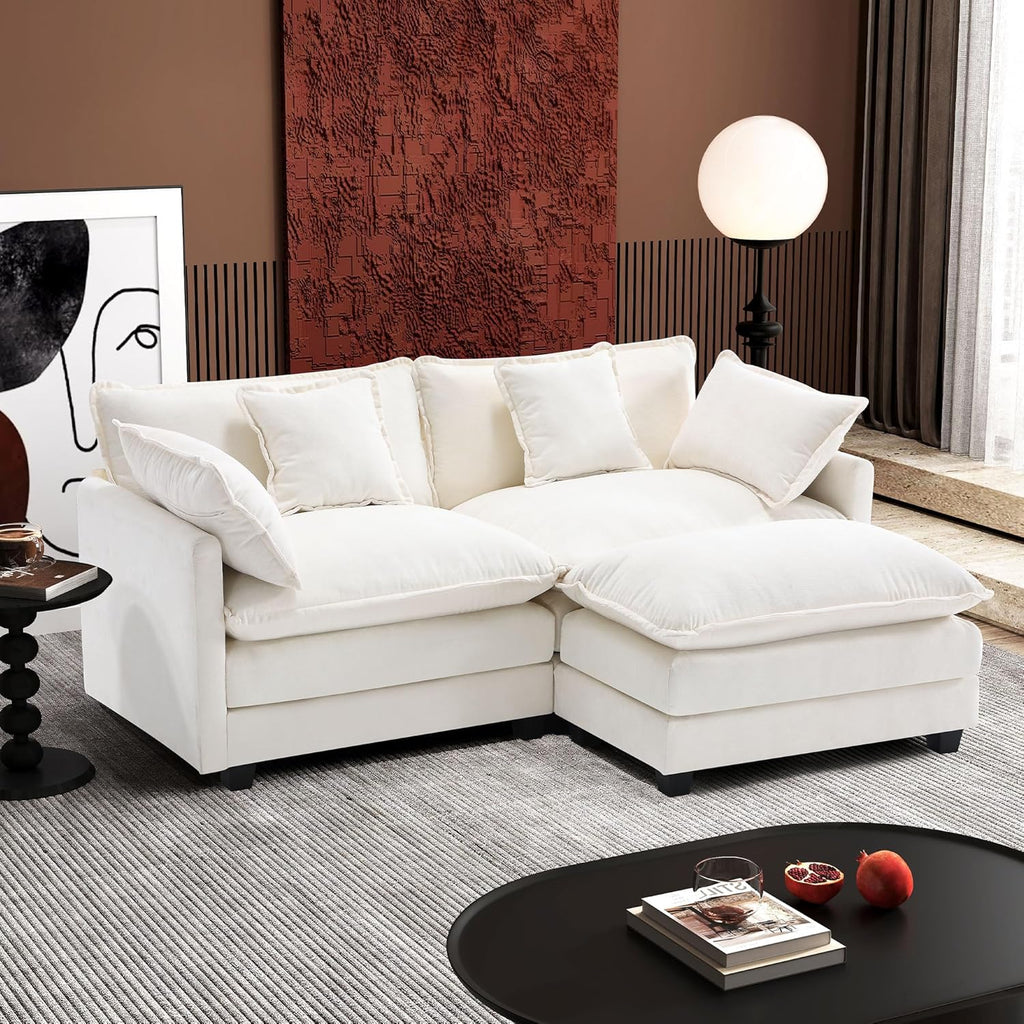 Ihanherry U Shaped Modular Sectional Sofa 5 Seat with 2 Ottomans Chenille