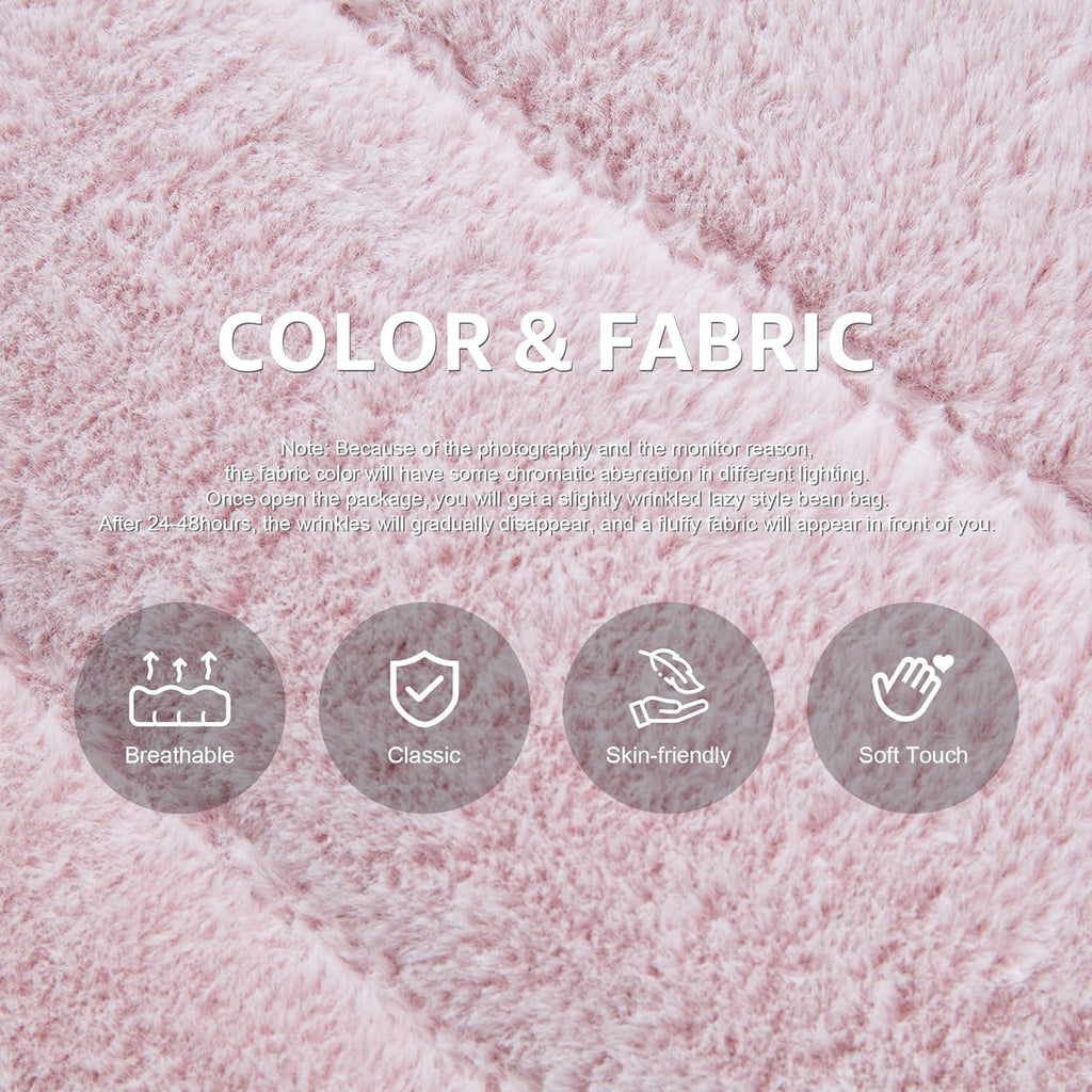 Hobestluk Giant Bean Bag Chair Memory Foam Faux Fur Sofa for Living Room