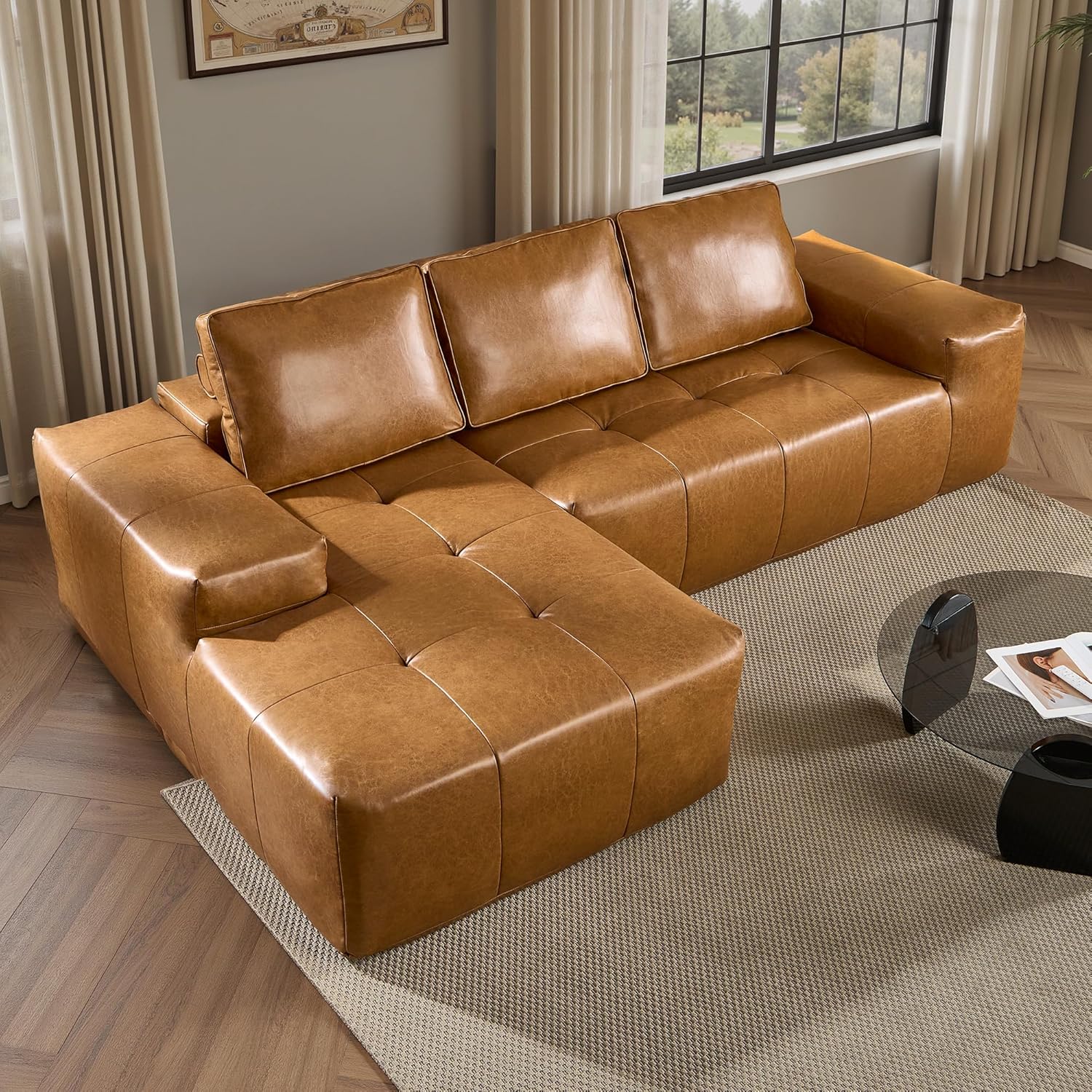 ovios Cloud Sectional Sofa L Shape Chaise Deep Seat Modular Living Room Couch