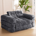 MAXYOYO L Shaped Folding Sofa Bed Convertible Sleeper with Pillow Armrest