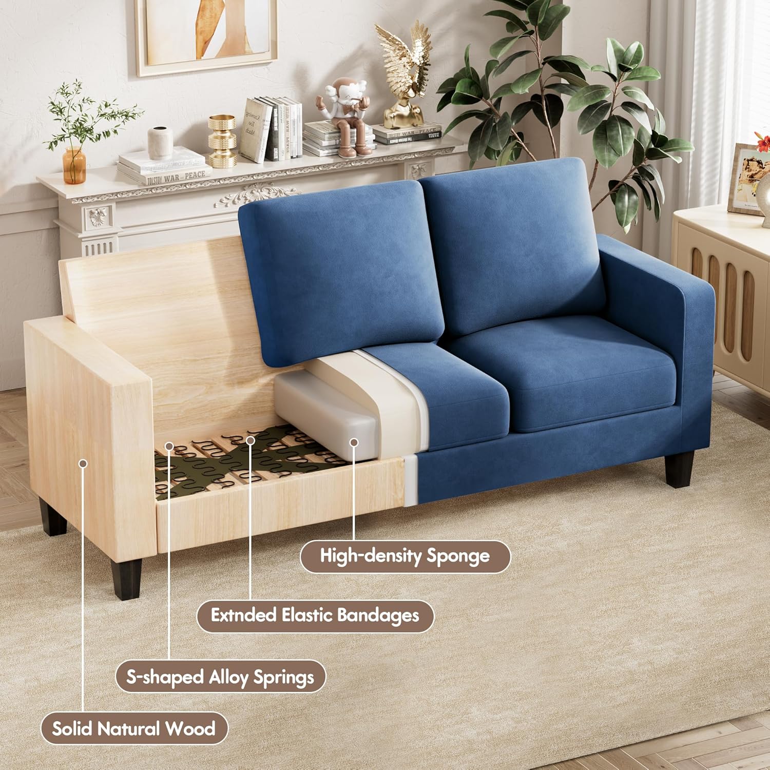 VICTONE Convertible L Shaped Sectional Sofa Couch 3 Seat with Ottoman