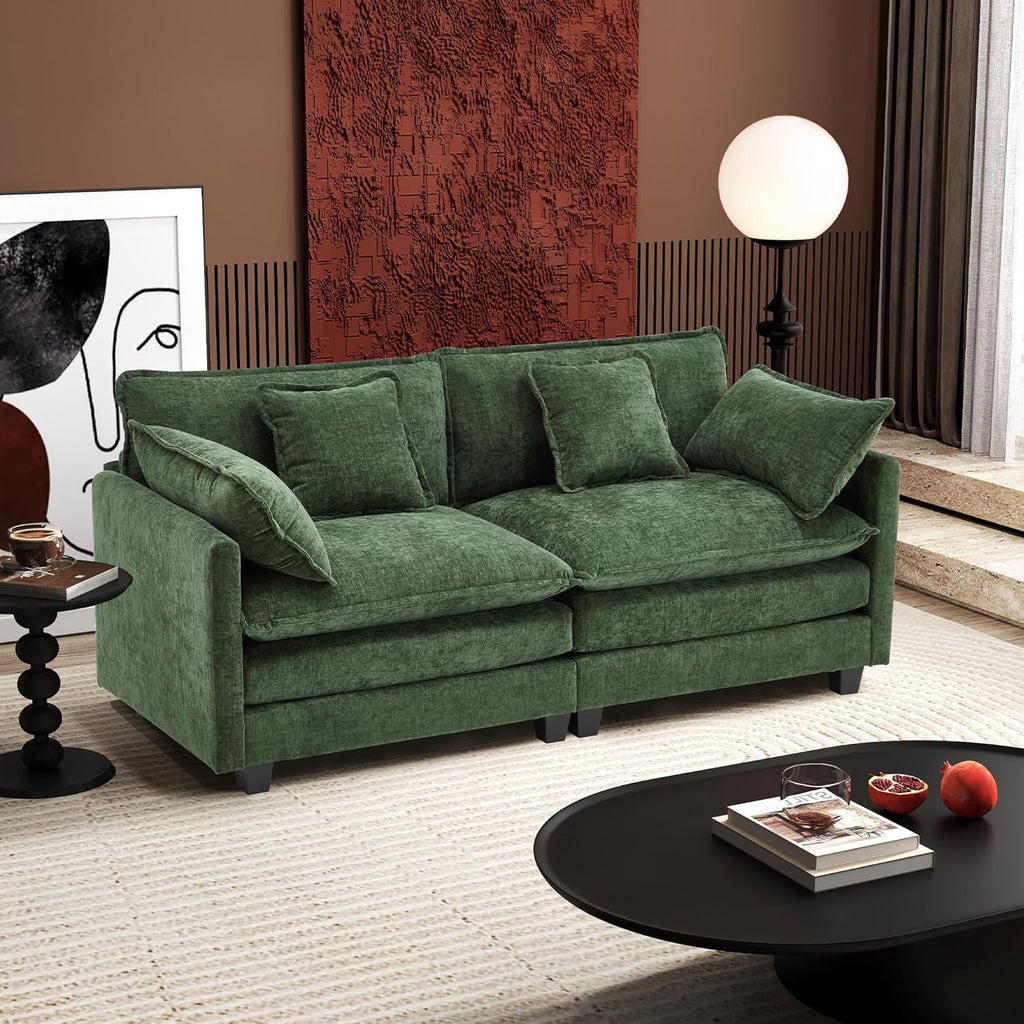 Ihanherry U Shaped Modular Cloud Sofa 5 Seat Chenille Sectional with Ottoman