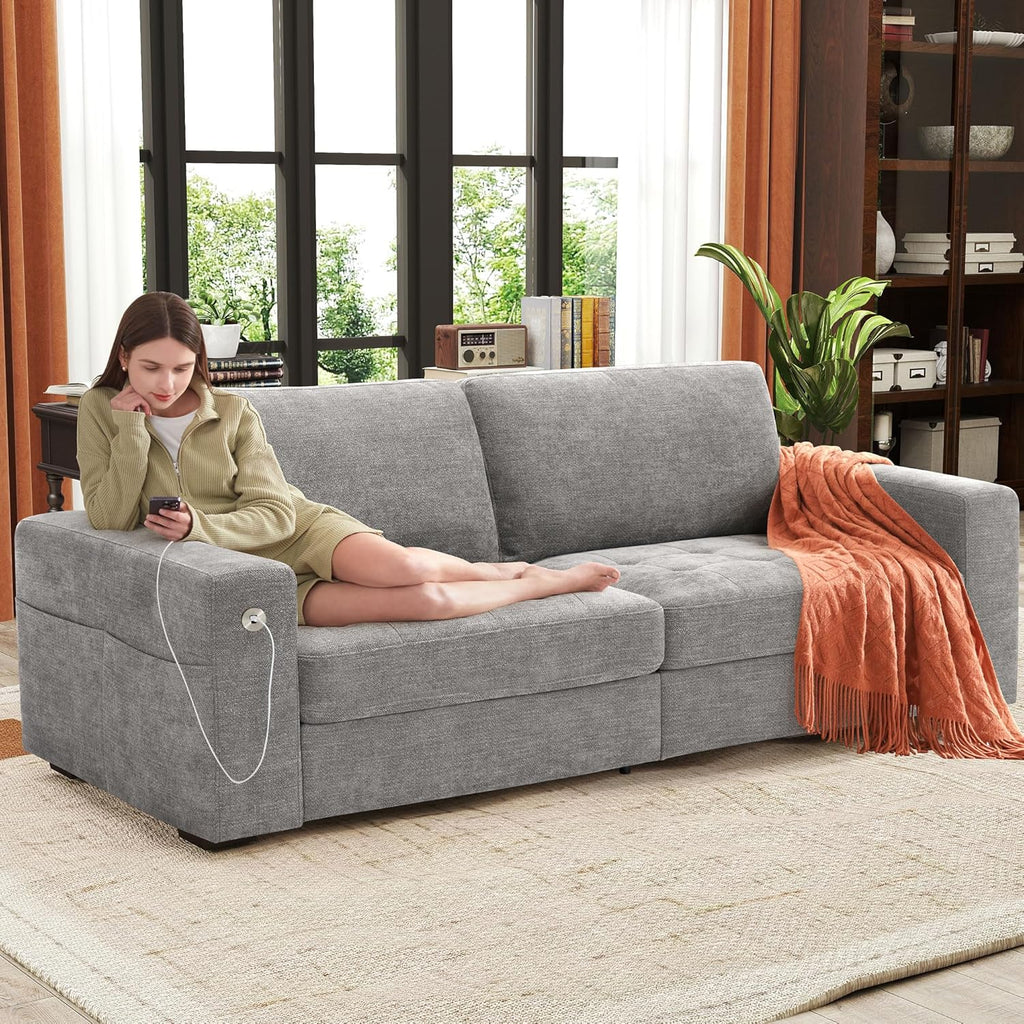 Ihanherry U Shaped Modular Cloud Sofa 5 Seat Chenille Sectional with Ottoman