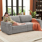 Ihanherry U Shaped Modular Cloud Sofa 5 Seat Chenille Sectional with Ottoman