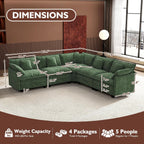 Ihanherry U Shaped Modular Cloud Sofa 5 Seat Chenille Sectional with Ottoman