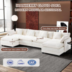Ihanherry U Shaped Modular Cloud Sofa 5 Seat Chenille Sectional with Ottoman