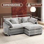 Ihanherry U Shaped Modular Cloud Sofa 5 Seat Chenille Sectional with Ottoman