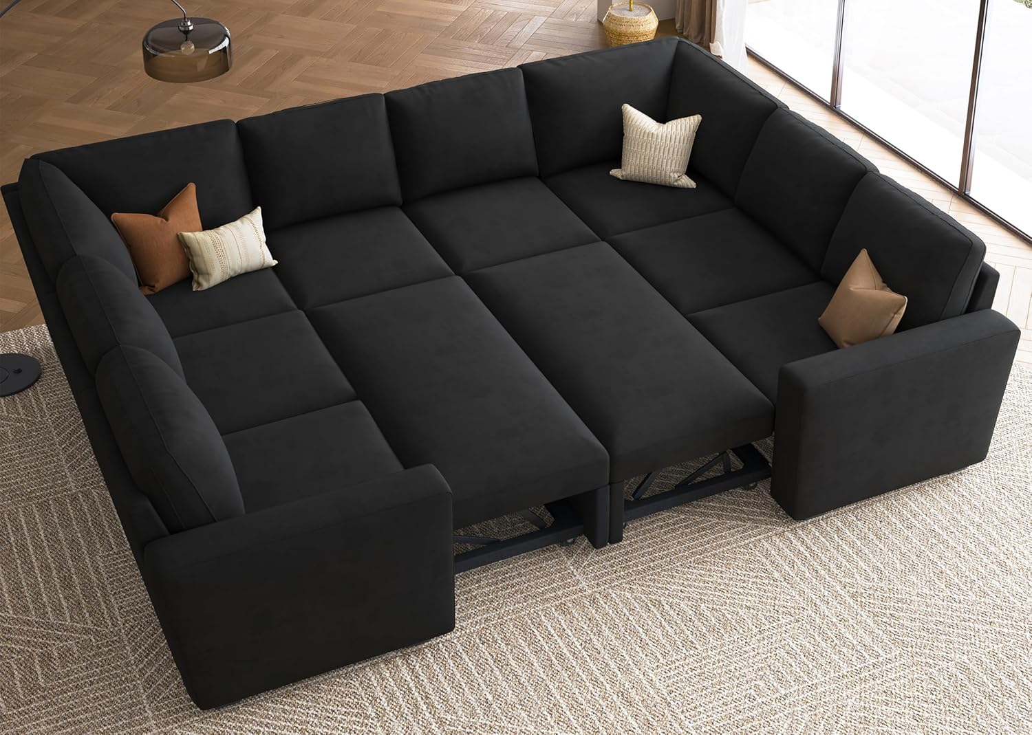 HONBAY Modular L Shaped Sectional Sleeper Sofa with Storage Pull Out Bed