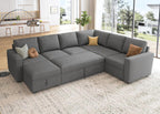 HONBAY Modular L Shaped Sectional Sleeper Sofa with Storage Pull Out Bed