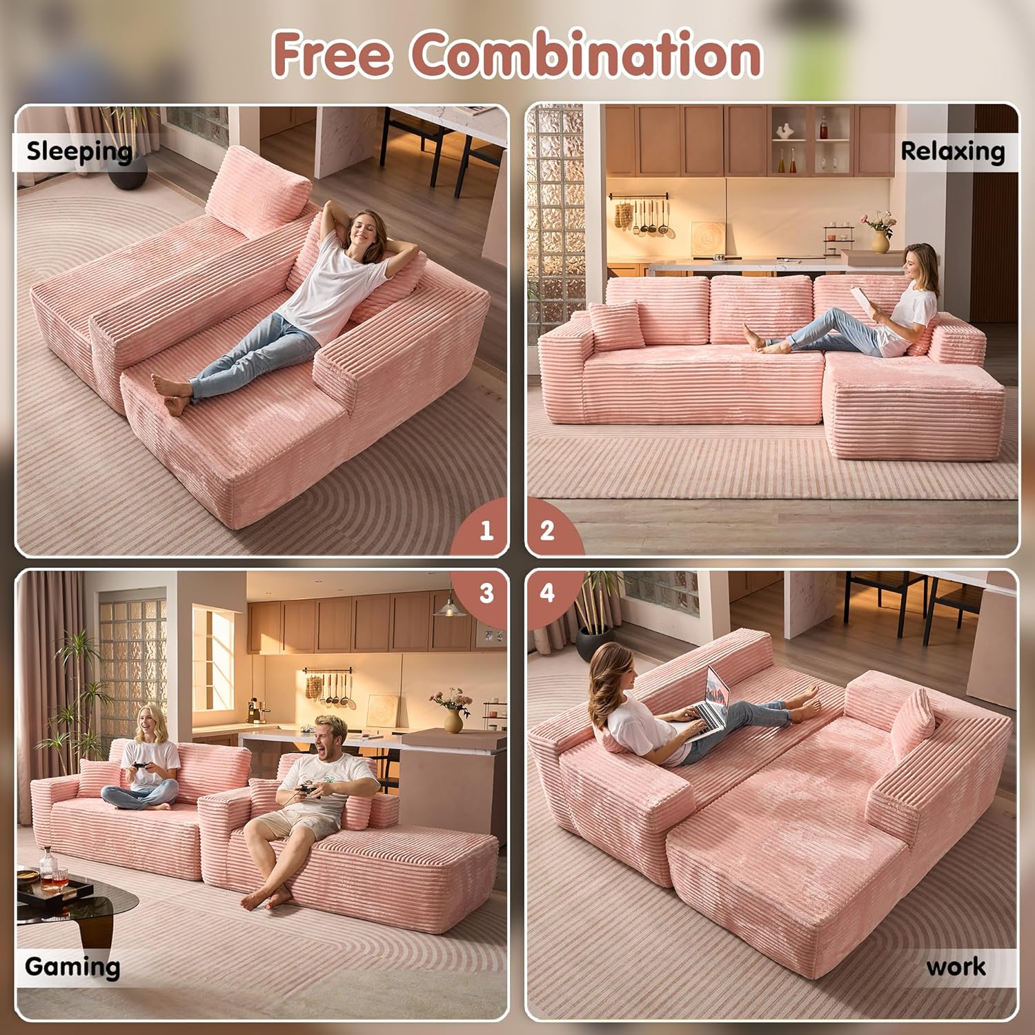 ovios Cloud Sectional Couch with L Shape Chaise Modern Modular Sofa