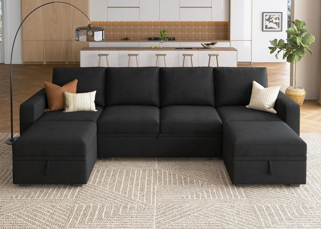 HONBAY Modular Sectional Sleeper Sofa L Shaped Couch with Pull Out Bed