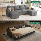 HONBAY Modular Sectional Sleeper Sofa L Shaped Couch with Pull Out Bed