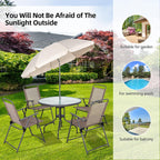 Vongrasig 6 Piece Folding Patio Dining Set Outdoor Table with 4 Chairs Umbrella