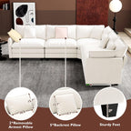 Ihanherry U Shaped Modular Cloud Sofa 5 Seat Chenille Sectional with Ottoman