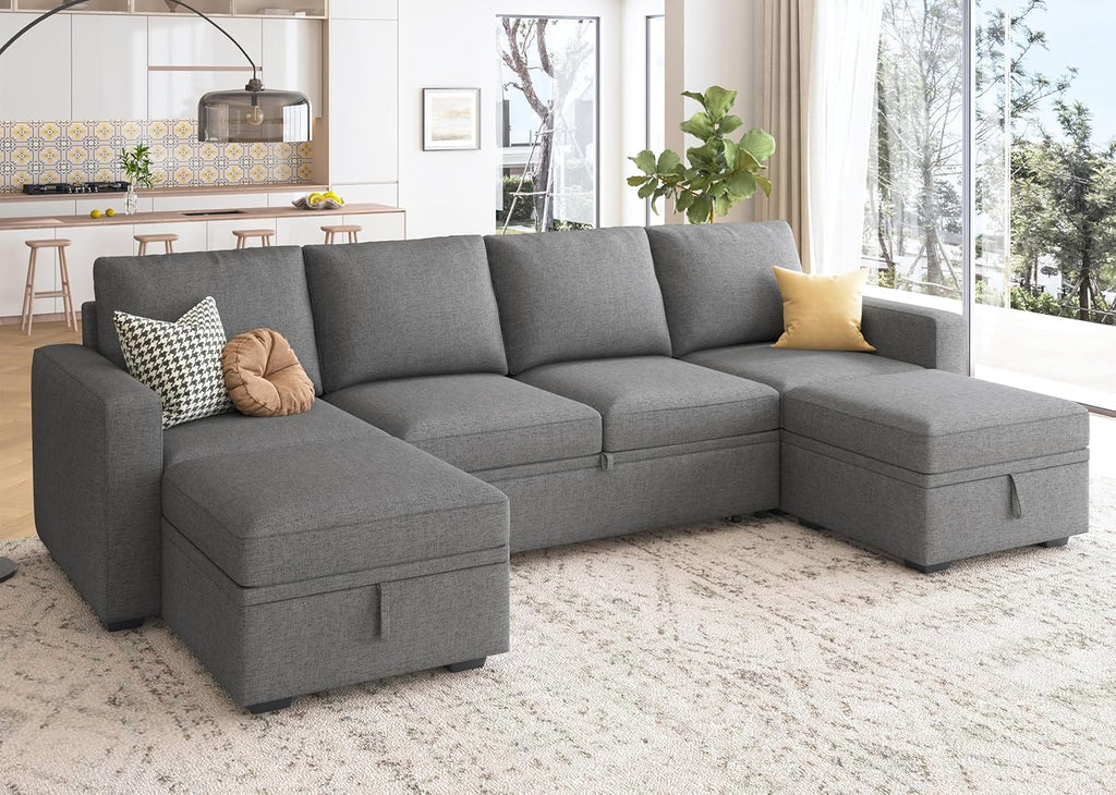 HONBAY Modular Sectional Sleeper Sofa L Shaped Couch with Pull Out Bed