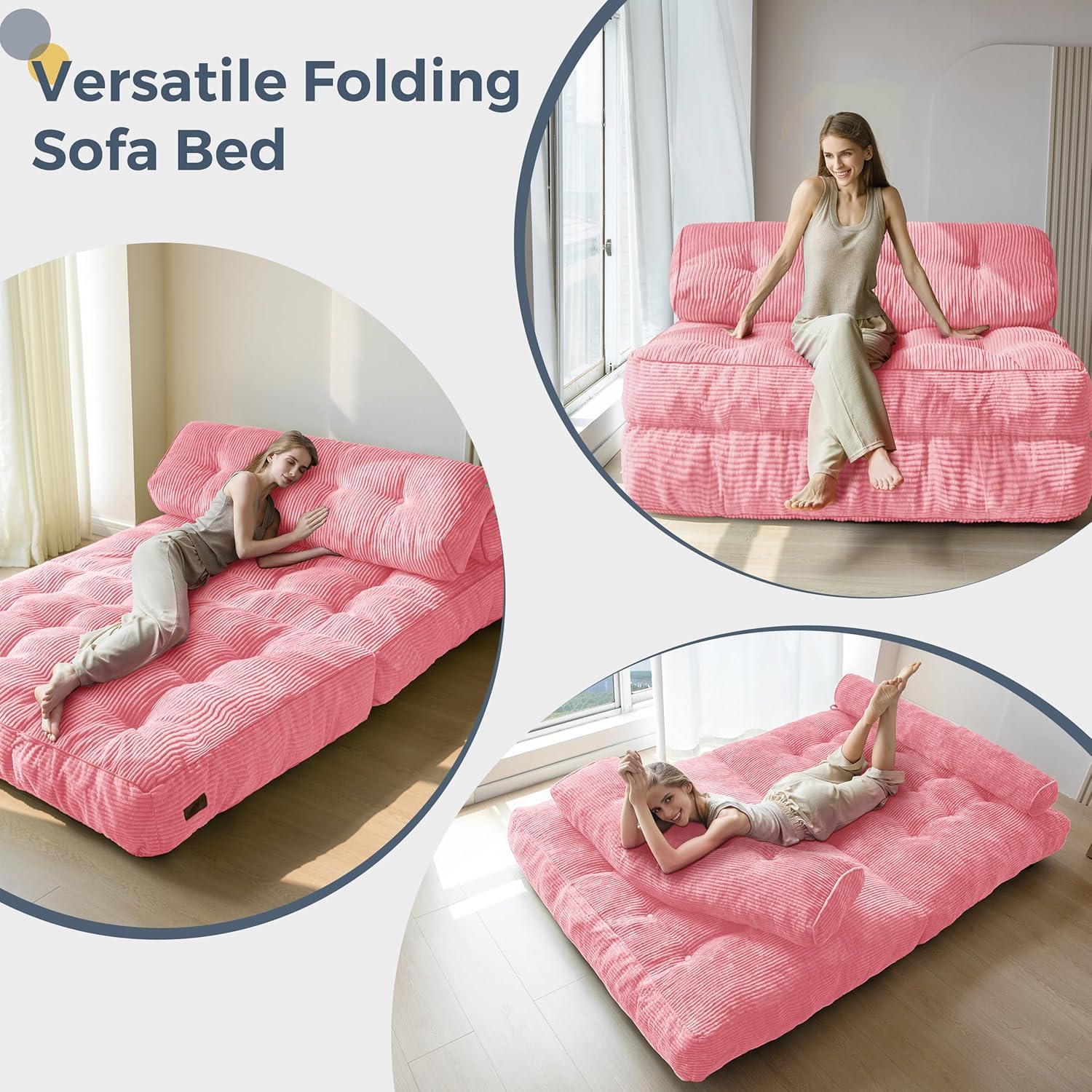 MAXYOYO Folding Sofa Bed Convertible Sleeper Chair with Pillow