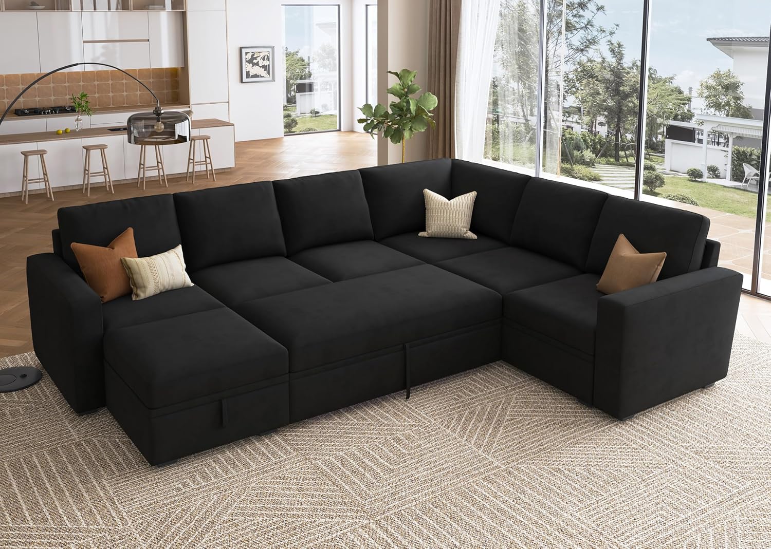 HONBAY Modular Sectional Sleeper Sofa L Shaped Couch with Pull Out Bed