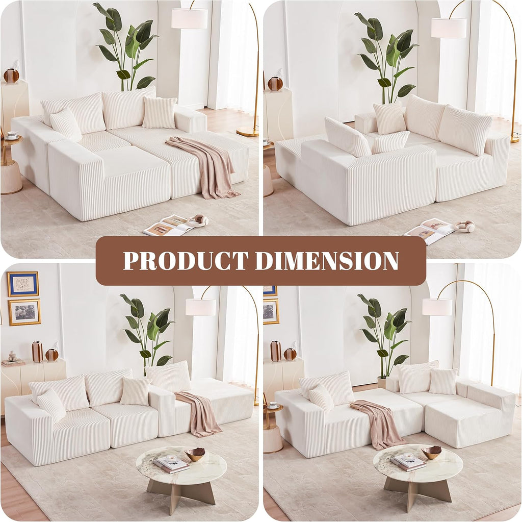 Weture 108" Modular Sectional Sofa Deep Seat Cloud L-Shape Couch with Chaise