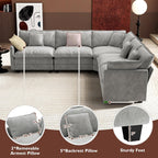 Ihanherry U Shaped Modular Cloud Sofa 5 Seat Chenille Sectional with Ottoman