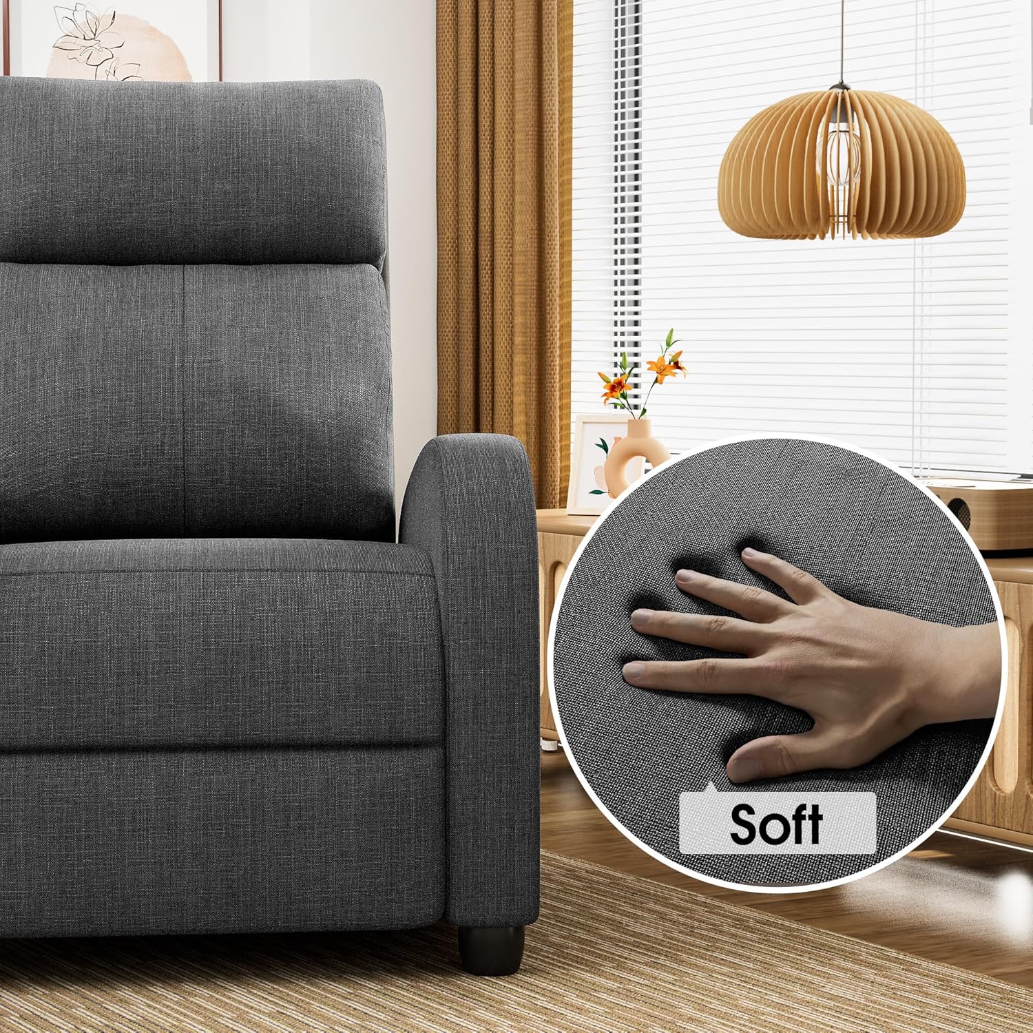 Homall Modern Recliner Chair PU Leather Padded Seat Single Sofa Home Theater
