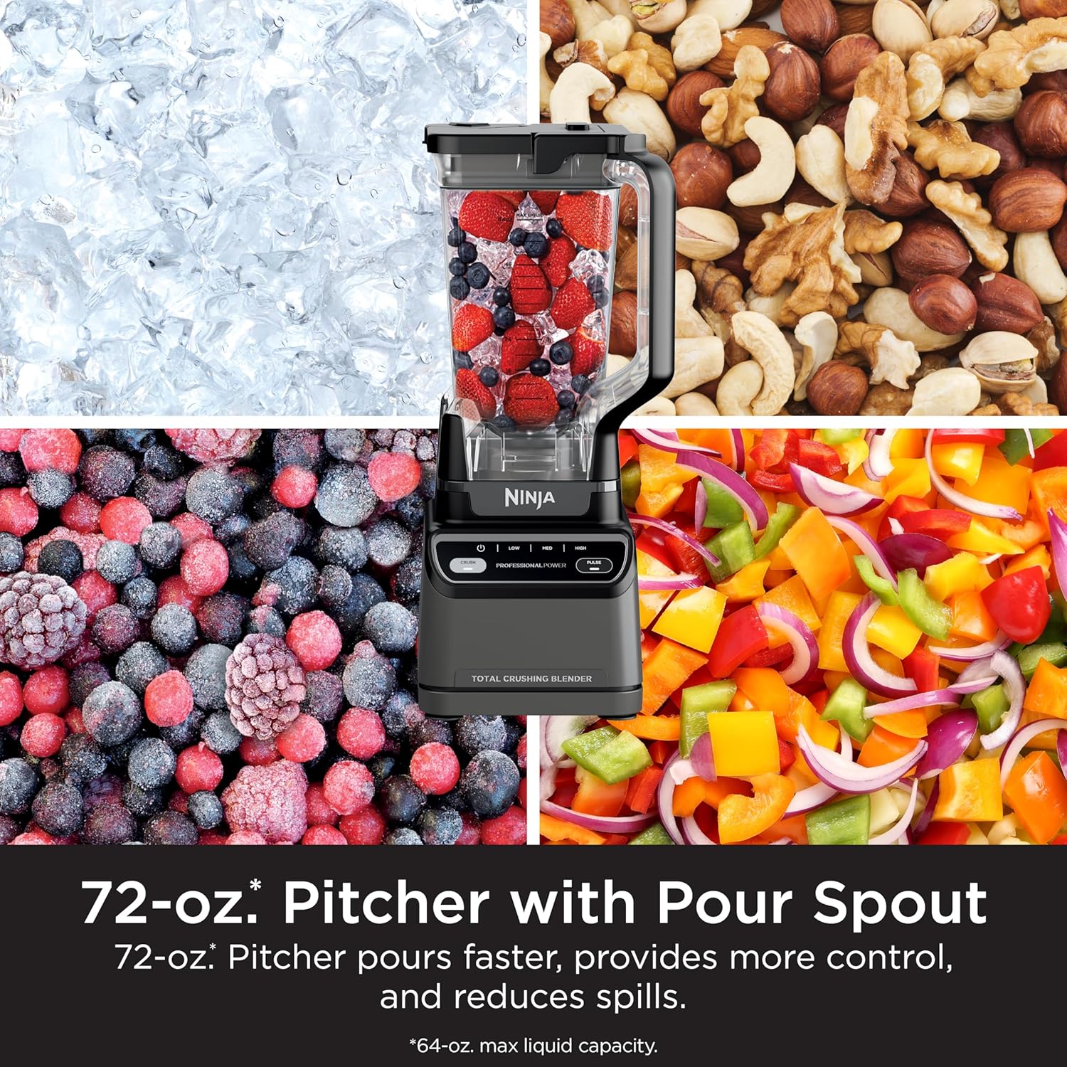 Ninja 1000W Countertop Blender Total Crushing Smoothie and Ice Blender 72oz Black & Grey