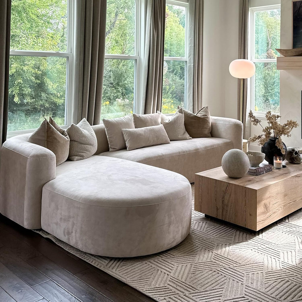Acanva Luxury Velvet Sofa 3 Seater Modern Curved Back Couch for Living Room
