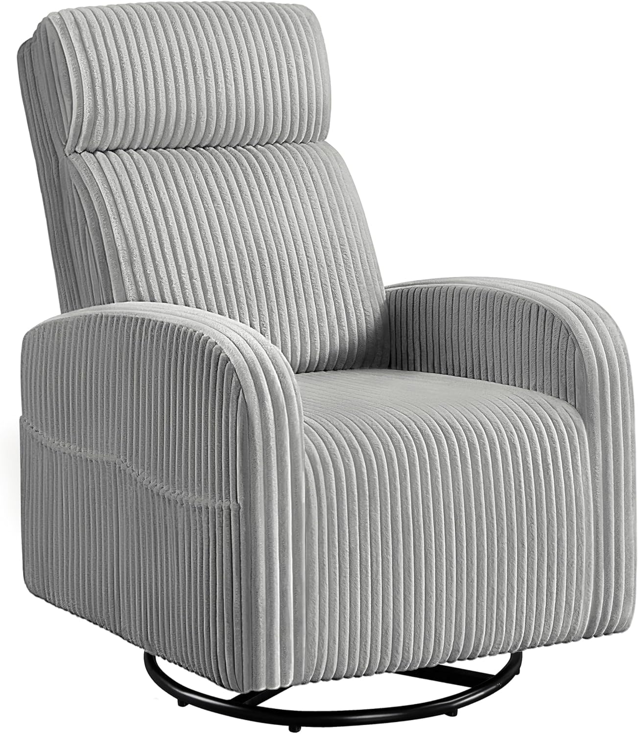 Yaheetech 360 Swivel Glider Chair Nursery Corduroy Rocking Nursing Chair with Pockets