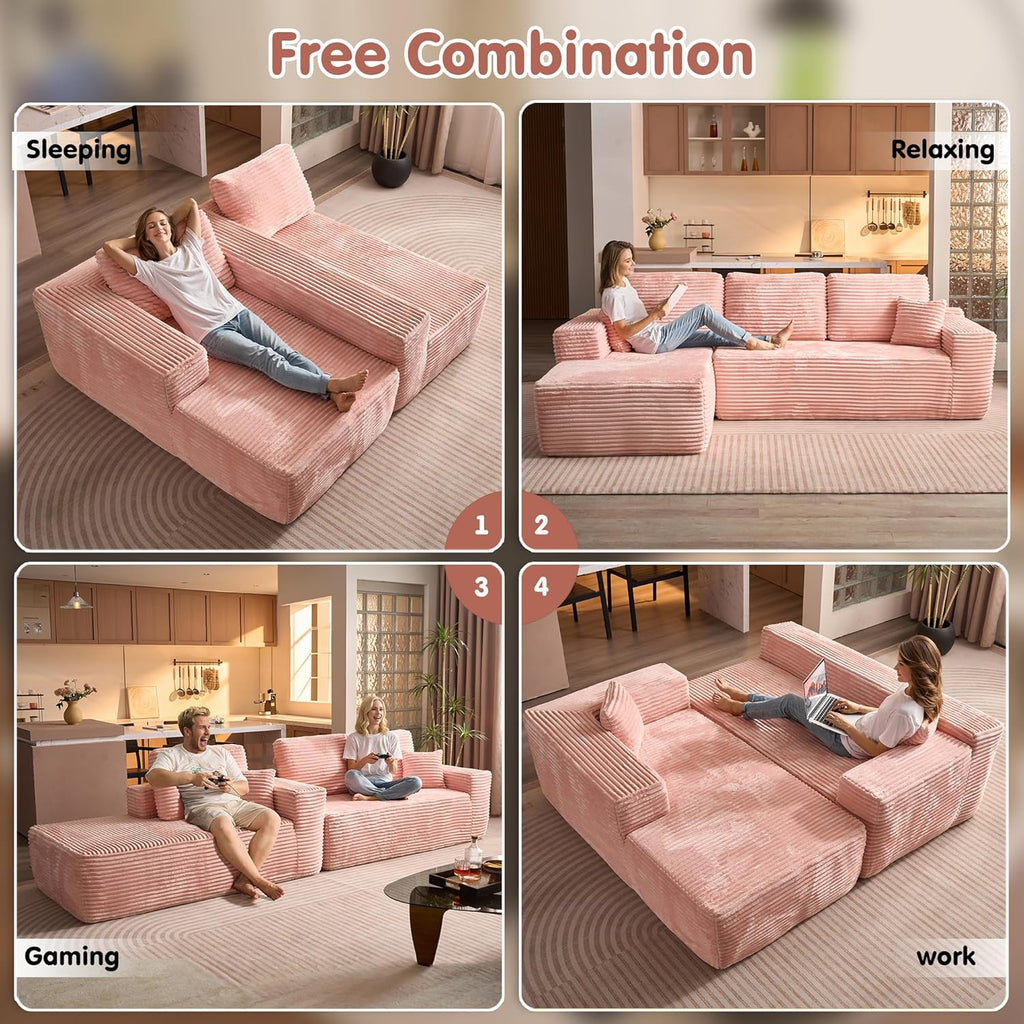 ovios Cloud Sectional Couch with L Shape Chaise Modern Modular Sofa