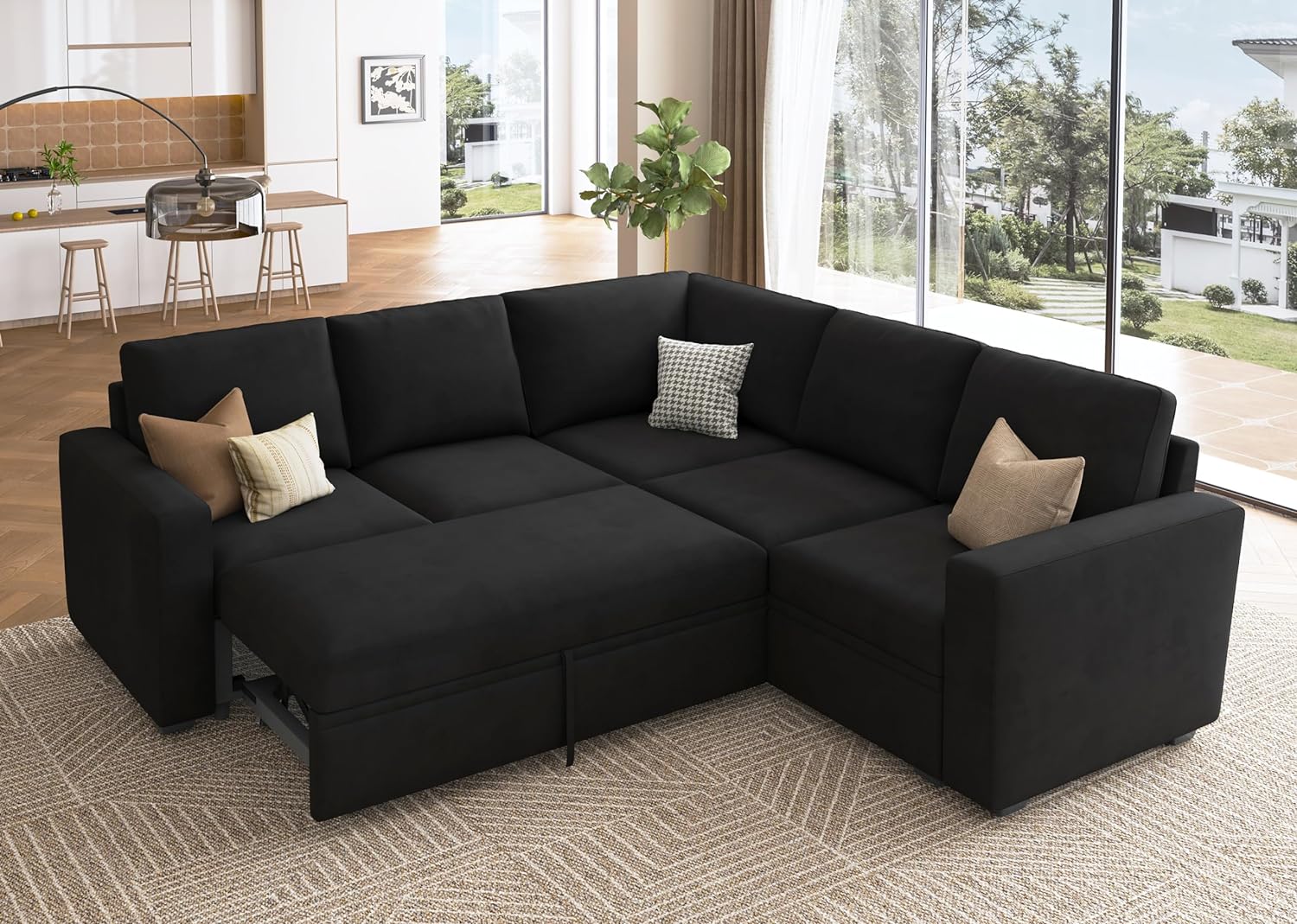 HONBAY Modular Sectional Sleeper Sofa L Shaped Couch with Pull Out Bed