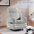 Yaheetech 360 Swivel Glider Chair Nursery Corduroy Rocking Nursing Chair with Pockets
