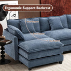 Ihanherry U Shaped Modular Cloud Sofa 5 Seat Chenille Sectional with Ottoman