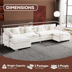 Ihanherry U Shaped Modular Cloud Sofa 5 Seat Chenille Sectional with Ottoman