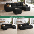 HONBAY Modular L Shaped Sectional Sleeper Sofa with Storage Pull Out Bed