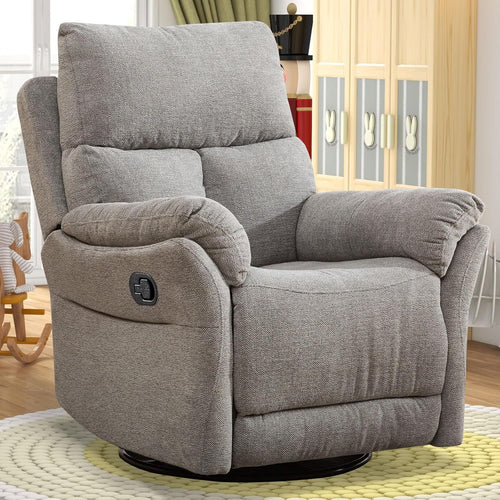 ANJ Swivel Rocker Recliner Chair Manual Fabric Small Space