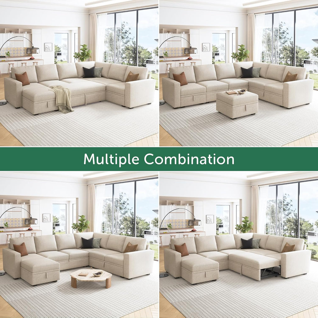HONBAY Modular Sectional Sleeper Sofa L Shaped Couch with Pull Out Bed