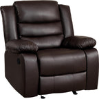 PrimeZone Oversized Rocker Recliner Chair Faux Leather Manual Reclining Brown