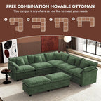 Ihanherry U Shaped Modular Sectional Sofa 5 Seat with 2 Ottomans Chenille