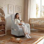 Yaheetech 360 Swivel Glider Chair Nursery Corduroy Rocking Nursing Chair with Pockets