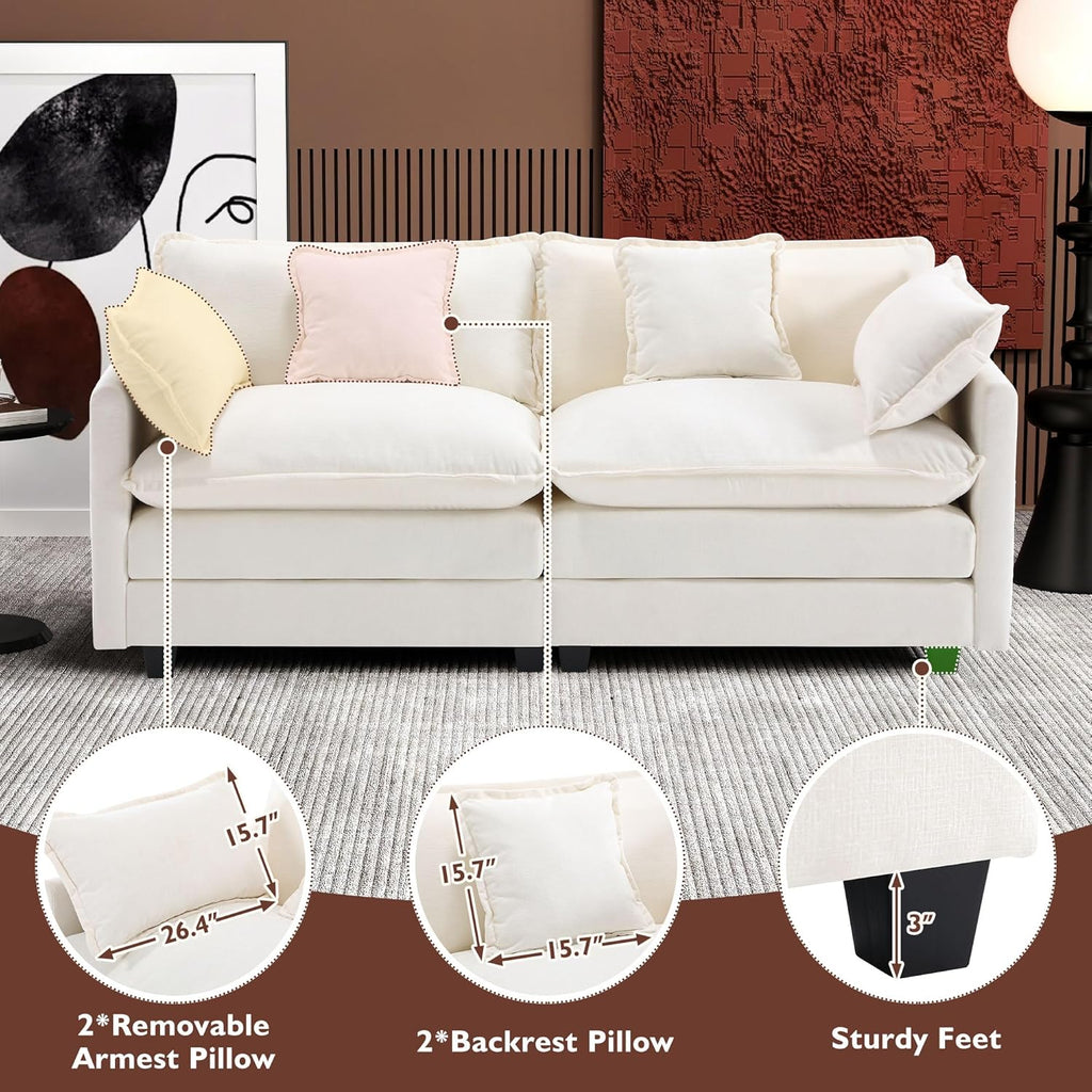 Ihanherry U Shaped Modular Cloud Sofa 5 Seat Chenille Sectional with Ottoman